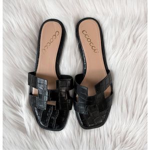 Hermès Inspired Oran Sandal Slide Size 7.5 Black